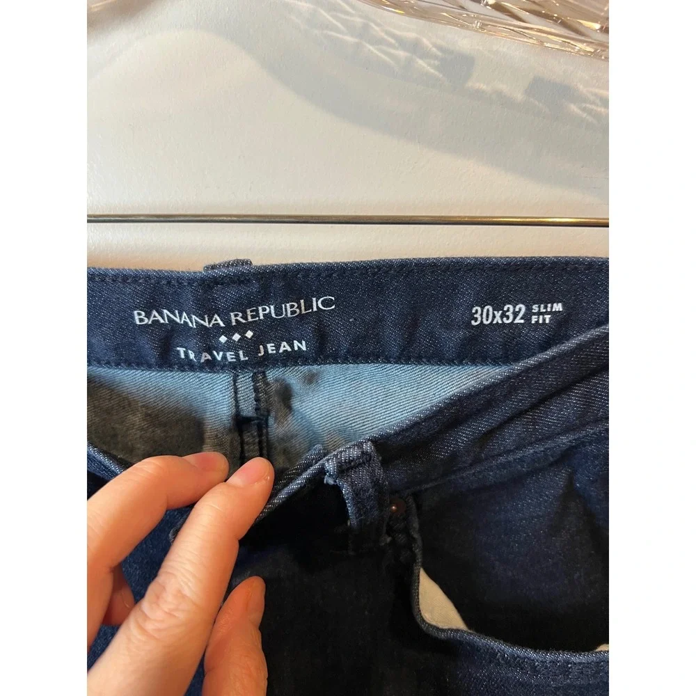 Banana Republic Mens Travel Jean Slim Fit Dark Wash Blue 30x32